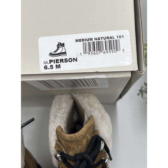 Marc Fisher Womens Pierson Lug Sole Combat Boot Leather/ Shearling Fur 6.5M New - Picture 5 of 16